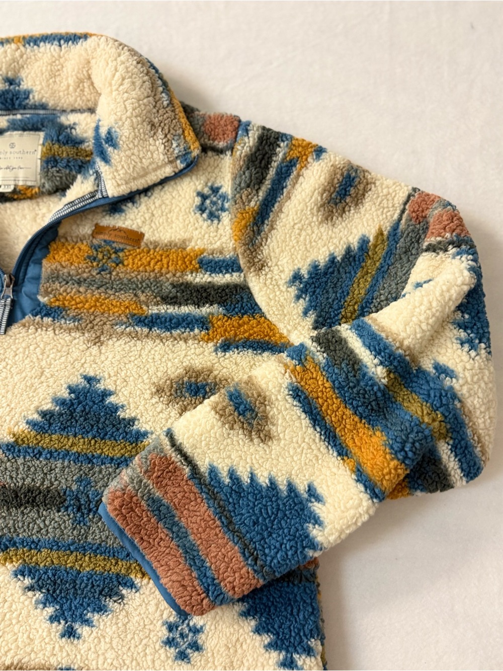 Simply Southern Southwestern Sherpa Quarter Zip Women’s XXL Aztec Print Cozy - Picture 4 of 9